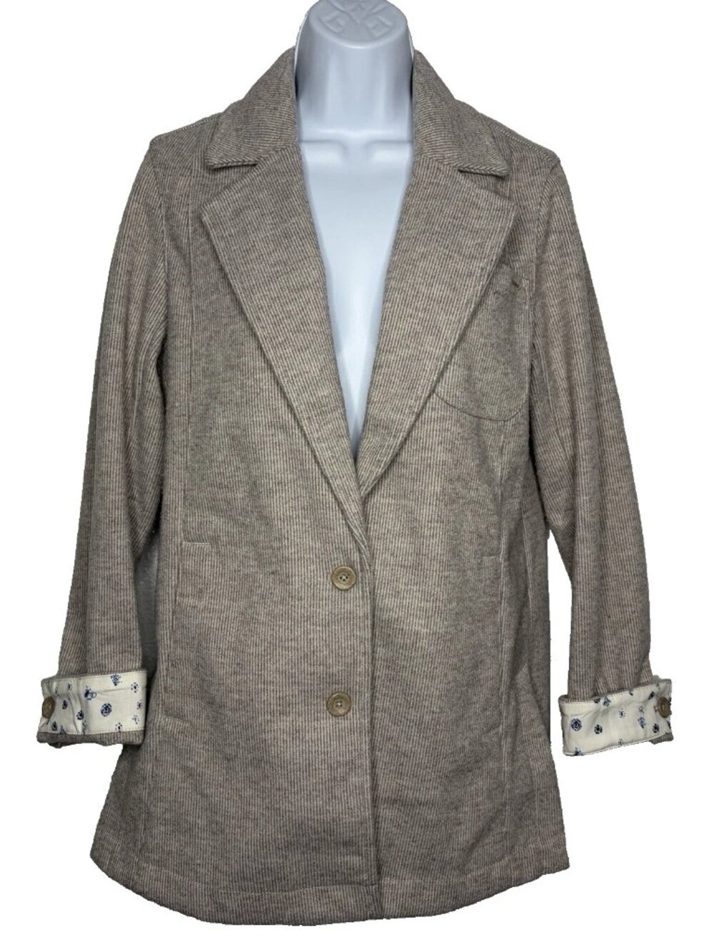 PIlcro Structured Knit Blazer Size XS Heather Gray Cream Pinstriped Oversized